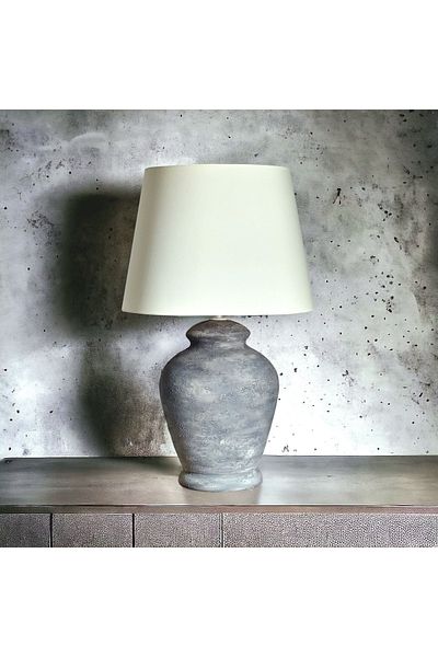 Qdec Vintage Ceramic Lampshade Rustic Modern Gray - Ecru