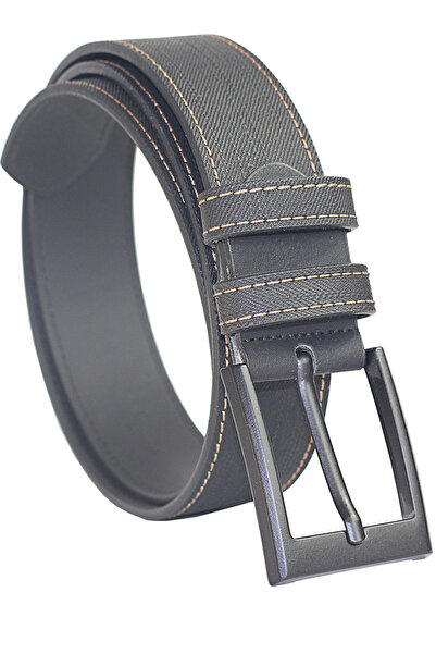 Arkem Dikişli Siyah Erkek Kemer Mat Siyah Tokalı 3,5 Cm. Kot Ve Kanvas Pantol...
