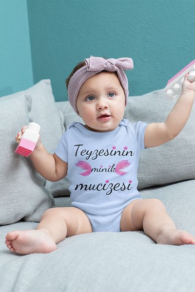 ADABEBEK Aunt's Mink Love Printed Short Sleeve Snap Bodysuit