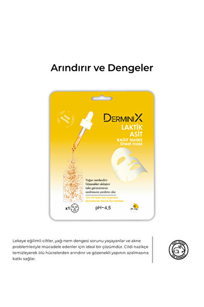 Derminix Laktik Asit Gözenek Sıkılaştırıcı Leke Karşıtı Yüz Kağıt Maskesi 5'li