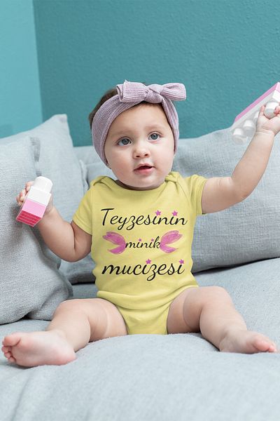 ADABEBEK Aunt's Mink Love Printed Short Sleeve Snap Bodysuit
