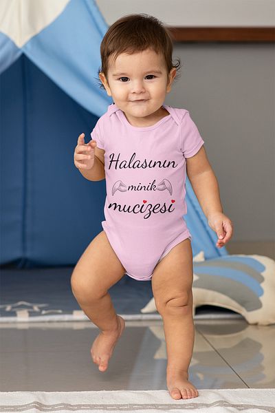ADABEBEK 100% Cotton Aunt's Little Miracle Printed Short Sleeve Snap Badi Bodysuit