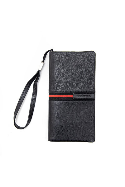 Eminsa Men's Black Leather Clutch Bag, Clutch Wallet
