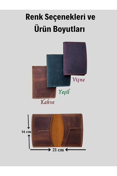 Leather Anatolia غطاء جواز سفر من الجلد الطبيعي، محفظة سفر، واقي جواز سفر بني