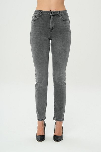 CROSS JEANS Sydney Gray High Waist Slim Straiht Fit Patty Zippered Jean Trousers C 4529-040