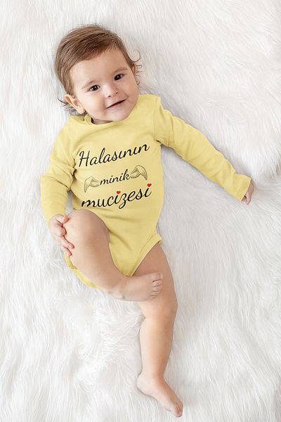 ADABEBEK 100% Cotton Aunt's Little Miracle Printed Long Sleeve Snap Badi Bodysuit