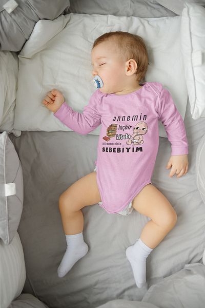 ADABEBEK 100% Cotton Mom's Book That Can't Read Printed Long Sleeve Snap Bodysuit