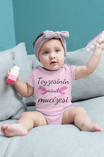 ADABEBEK Aunt's Mink Love Printed Short Sleeve Snap Bodysuit