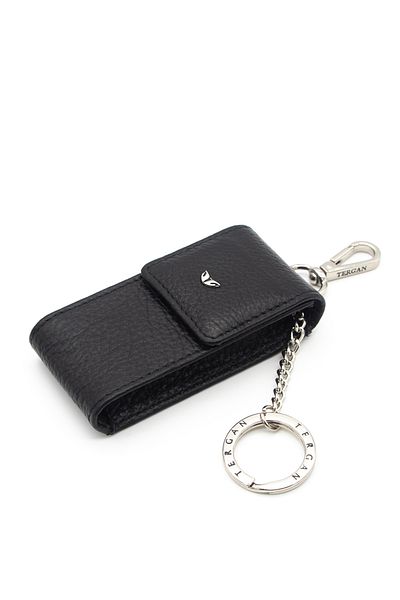 Tergan Black Leather Unisex Keychain 0095A41