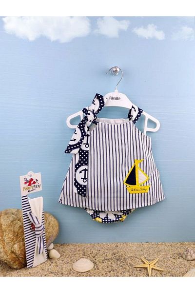 FEKRA BABY Baby Girl 3-Piece Pantyhose Striped Dress with Hair Band 3-18 MONTHS