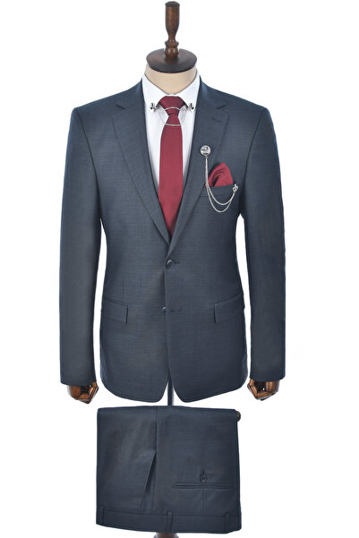 DeepSEA Men's Dark Navy Blue Double Button Double Slit Regular Cut 2-Piece Suit2300375