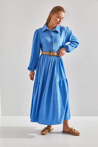 Bianco Lucci Modest Women's Belted Knitted Hijab Dress60151015