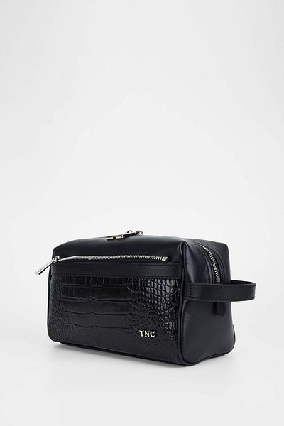 Tamer Tanca Men's Genuine Leather Black Crocodile Shaving Bag