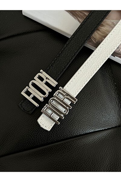 Fiori 2'li Fırsat Ürünü Yazılı Fiori Toka Kadın Pantolon Kemeri, Ceket Kemeri...