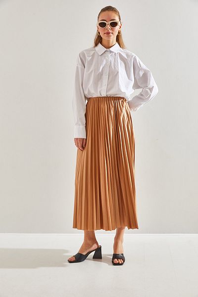 Bianco Lucci Modest Women's Elastic Waist Flared Skirt60151019