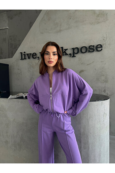 Laluvia Fliederfarbenes Charlie-Trainingsanzug-Set