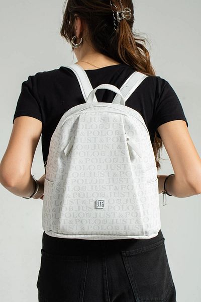 Just Polo Women's Monogram Printed 7 Compartment Backpack - Suitable for Daily and School Use