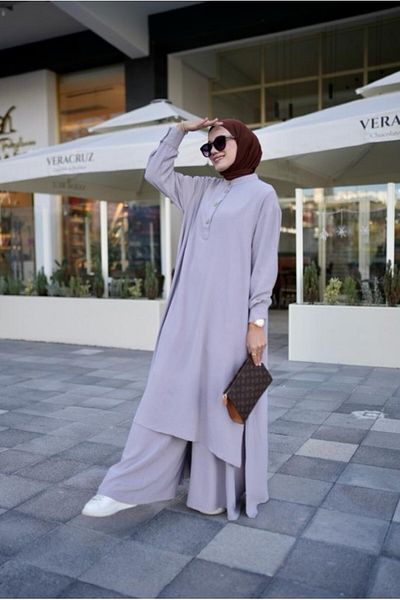 NS Moda Set Hijab Saye Gri Model-509