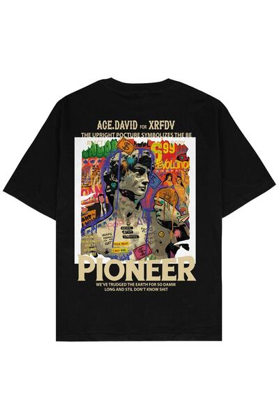 Adrift Tricou unisex oversize negru Pioneer