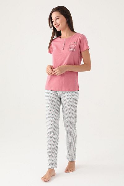 Arnetta Women's Pajama Set - Buttoned Collar, Pocket, Large Size, 100% Cotton
