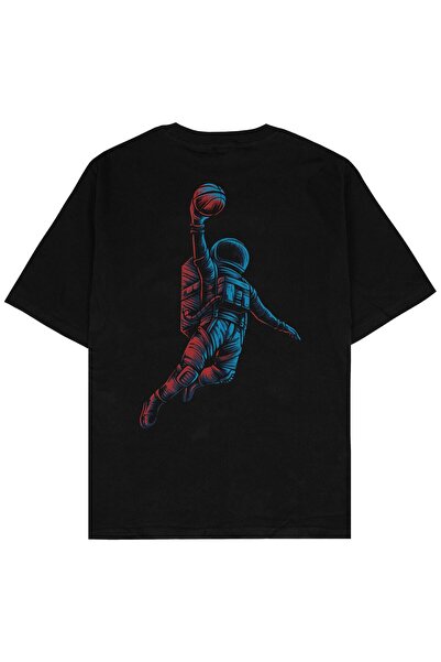 Adrift Tricou unisex oversize negru Space Basket