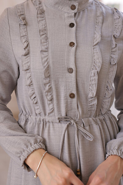 benguen 6814 Φόρεμα βολάν Γκρι