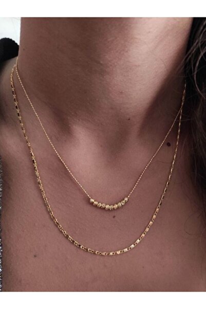 TÜKKAN ACCESSORİES GOLD DORİKA İKİLİ ÇOKLU KOMBİN KOLYE-KOL158
