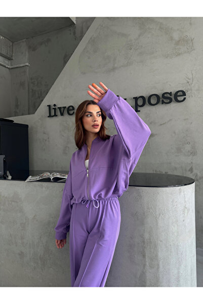 Laluvia Fliederfarbenes Charlie-Trainingsanzug-Set