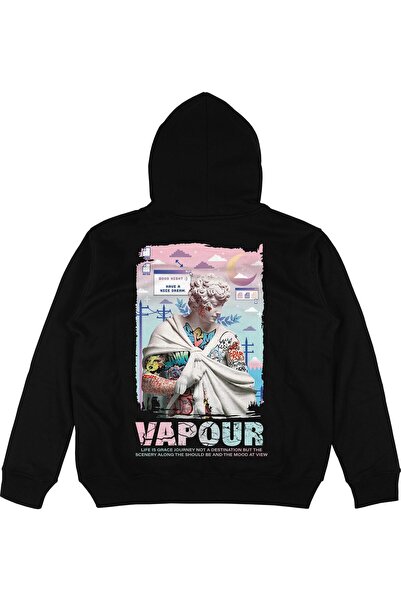 Adrift Hanorac Vapor Oversize Unisex cu glugă, negru