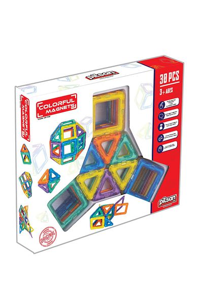 PİLSAN Colorful Magnetic 3D, Building and Design Lego Education Set, 30 Piece Magnet Puzzle