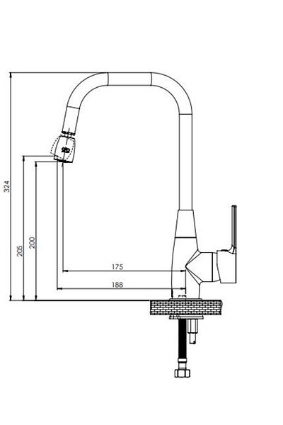 GPD Solus Single Body Sink Armature Battery Black MTE56-S
