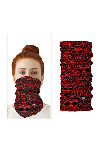 FG KONNİCHİWA ROSE RED ROSE SKULL Bandana Outdoor Шарф Мотоцикл Жінки Чоловіки buff Багатофункціональна бандана