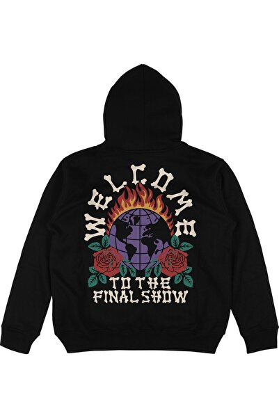 Adrift Hanorac cu glugă unisex negru, supradimensionat, Welcome