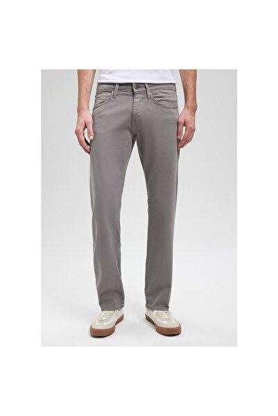 Olivia Digital Jeans Normal Kesim Fermuarlı Geniş Paça Yüksek Bel Erkek Baba Keten Pantolon Koyu gri