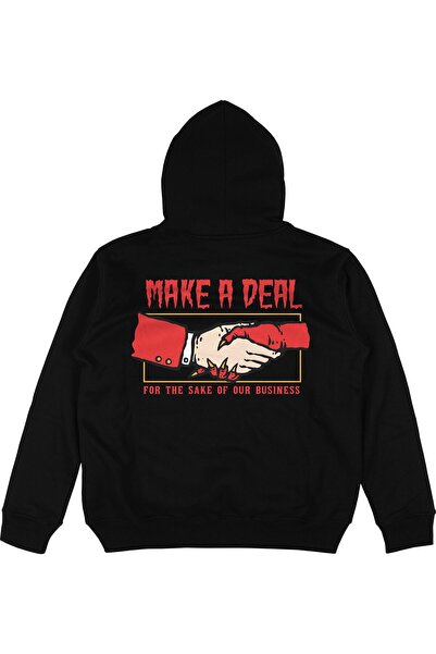 Adrift Make A Deal Hanorac negru oversize unisex cu glugă