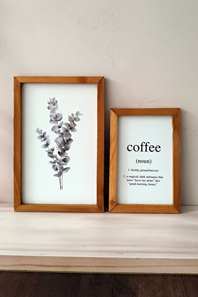 Tooall Okaliptüs Coffee Ahşap Çerçeveli Tablo Seti