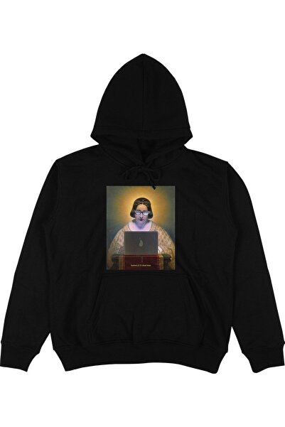 Adrift Μαύρο Oversize Unisex Φούτερ με Κουκούλα - Hoodie