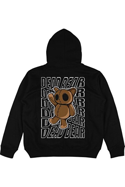 Adrift Hanorac cu glugă unisex supradimensionat negru Dead Bear