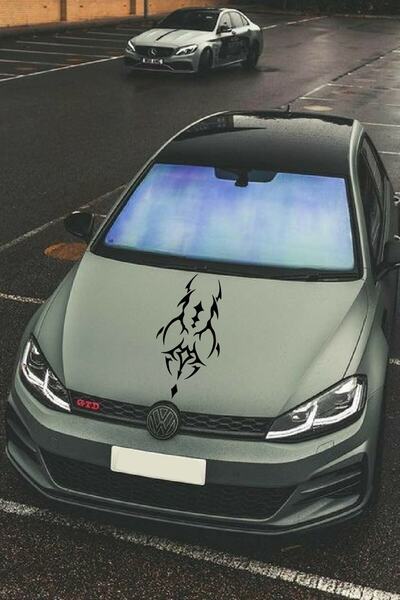 STİCKERCI BEY ملصق غطاء محرك السيارة 12*60 سم ختم مثلث غطاء محرك السيارة ملحق...