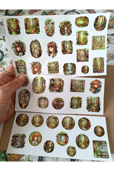 Pink Swan Craft مجموعة ملصقات صور الغابة على شكل أنمي، كمبيوتر محمول، آيباد، ...