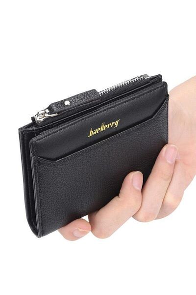 baellerry Men's Zippered Italian Leather Card Holder Wallet