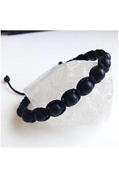 Bijustore Matte Onyx Macrame Knitted Natural Stone Men's Bracelet