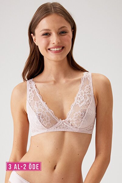 Pierre Cardin Kadın Pudra 4568001 Balenli Dantel Detaylı Kapsız Dolgusuz Bral...