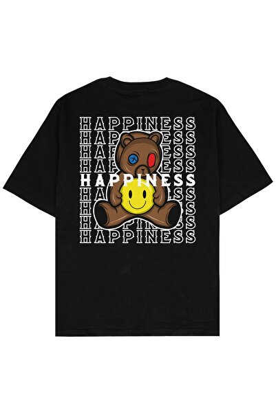 Adrift Tricou unisex oversize negru Happiness