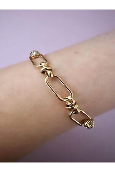 Quella Takı Steel Hook Model Gold Bracelet (18-23 cm)