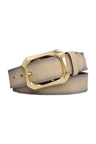 GoDeri 100% Genuine Leather, Gold Buckle 4 Cm Suede Cream Women's Belt; Jeans, Sports Belt=an-byn-08