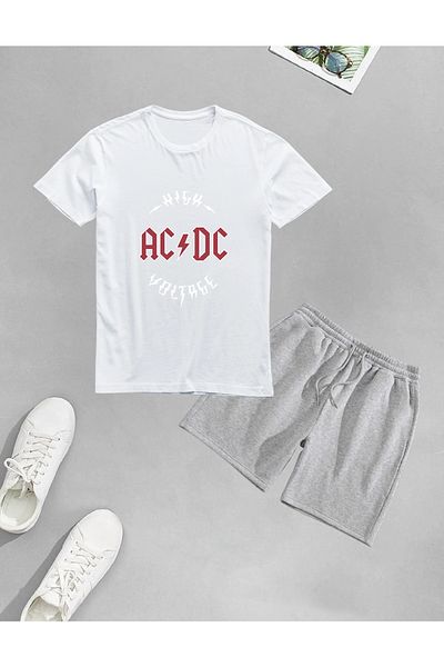 AY MONTANA LUNAVISTA Unisex AC/DC Printed Shorts-T-shirt set