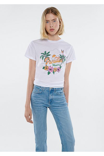 Mavi Paradise Printed White T-Shirt Slim Fit / Slim Fit 1611448-620