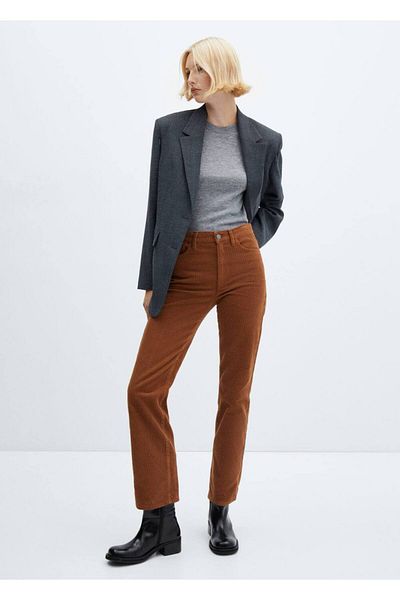 MANGO Woman Gerade geschnittene Jeanshose aus Cord mit mittelhohem Bund
