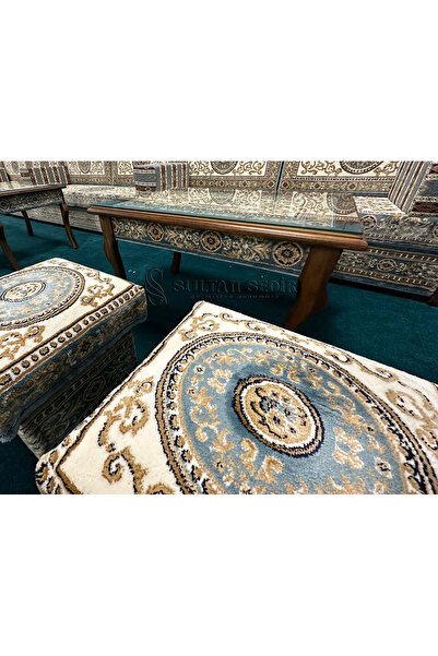 Sultan Sedir Hanzade Açık Turkuaz Puf / Tabure